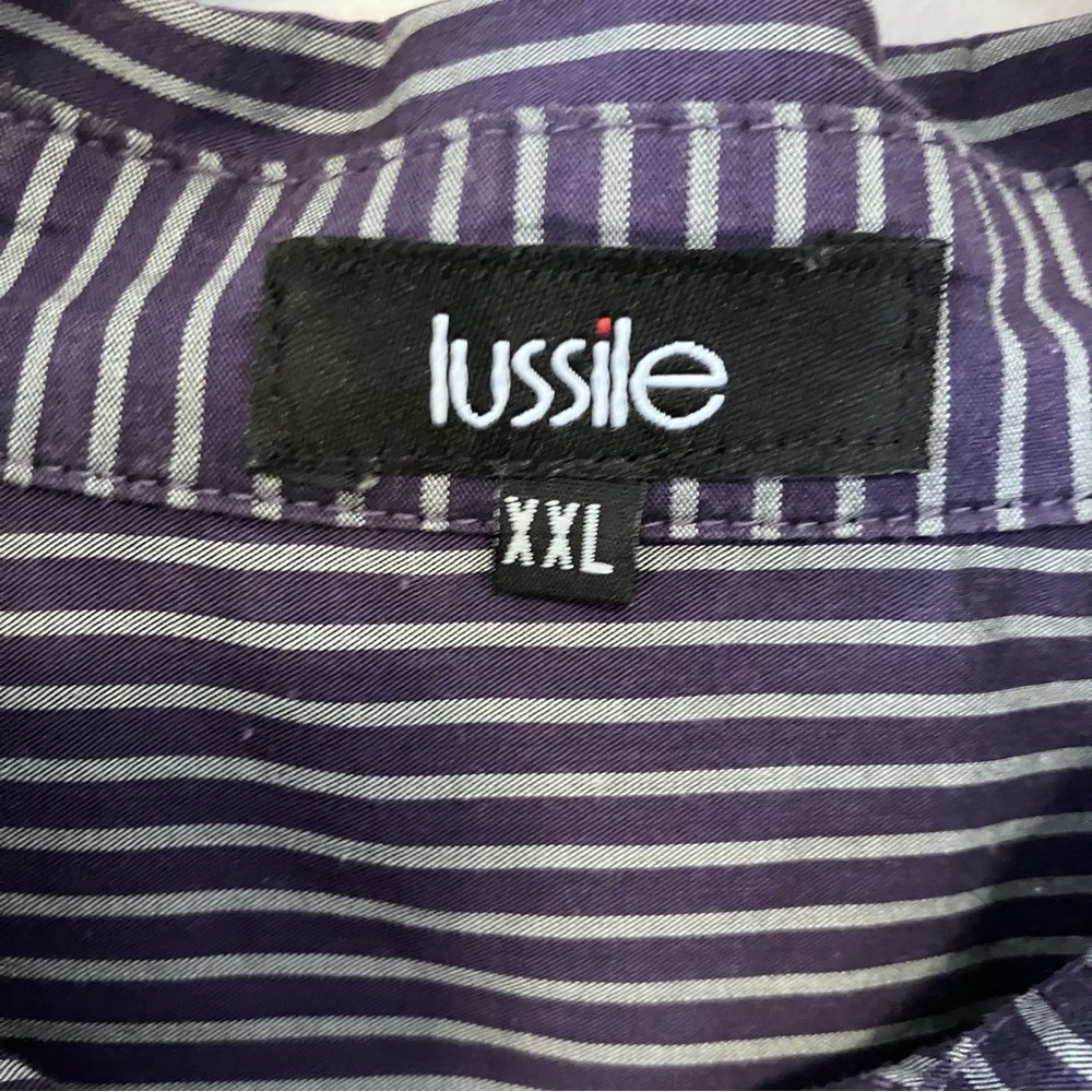 VTG Lissile Women’s Purple Stripe XXL long Sleeve Blouse Epaulette Preppy - Picture 9 of 12